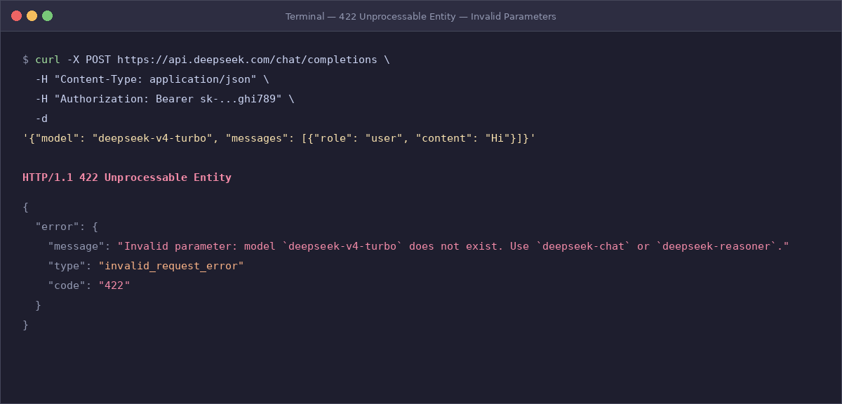 deepseek error 422