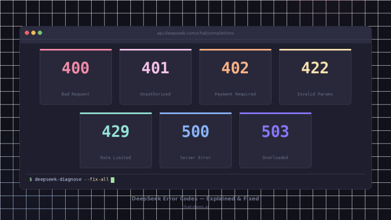 DeepSeek Error Codes Explained: Fix 400, 401, 402, 422, 429, 500 & 503