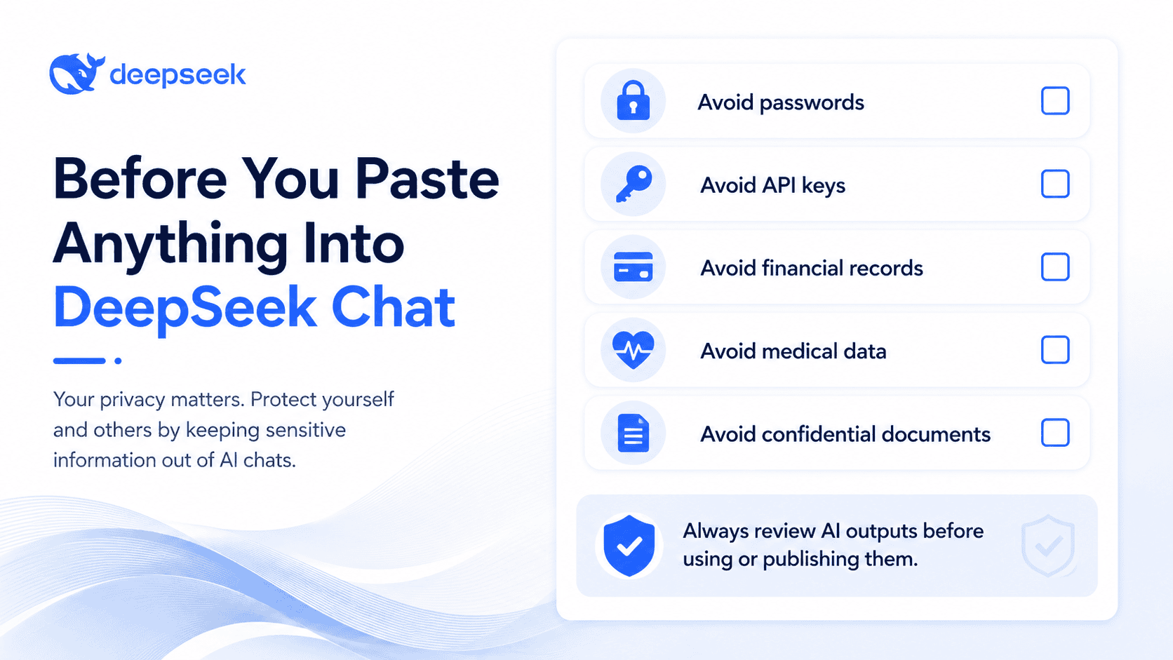 DeepSeek Chat privacy and safety checklist