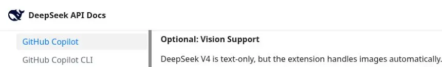 DeepSeek API Docs stating that DeepSeek V4 is text-only