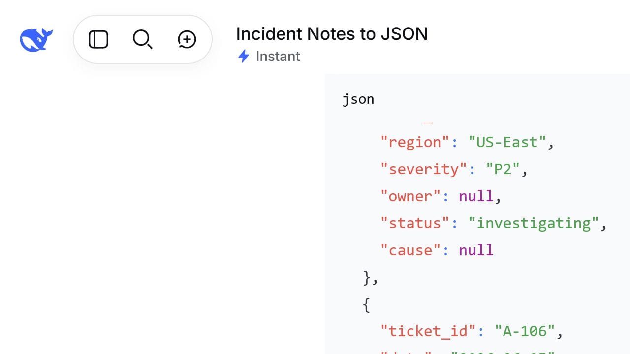 DeepSeek Chat JSON response following the exact structured schema