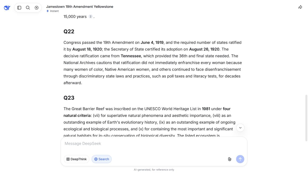 DeepSeek B06 response showing the complete Q22 answer without inline citation markers.