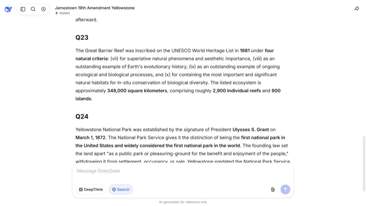 DeepSeek B06 response showing the complete Q23 answer without inline citation markers.